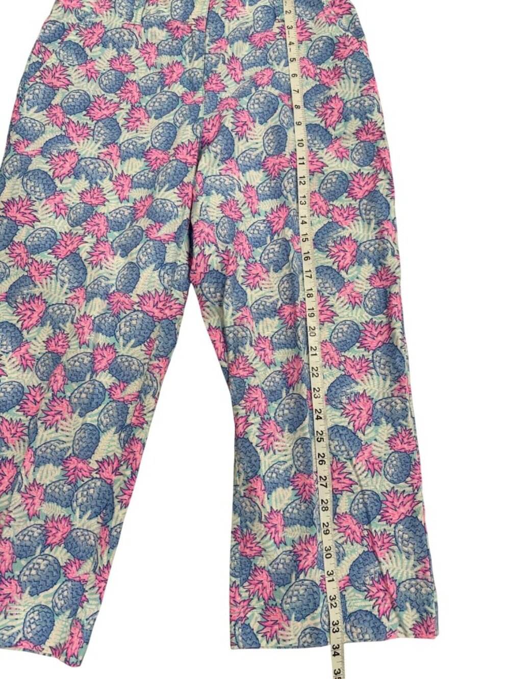 Vineyard Vines Womens Size 10 Capri Pants Linen Blend Pineapple Catamaran Blue - Picture 6 of 7